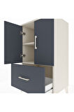 Hyperion Komodin 2 Raflı Tek Çekmeceli 2 Kapaklı 60x44x106 Aytaşı-Antrasit