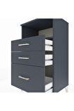 Hyperion Komodin Tek Raflı 3 Çekmeceli 60x44x106 Antrasit-Antrasit