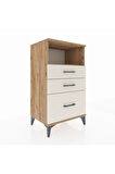 Hyperion Komodin Tek Raflı 3 Çekmeceli 60x44x106 Çam-Aytaşı