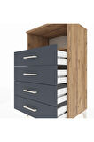 Hyperion Komodin Tek Raflı 4 Çekmeceli 60x44x106 Çam-Antrasit