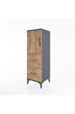 Hyperion Dolap 2 Raflı 2 Çekmeceli Tek Kapaklı 44x44x134 Antrasit-Çam