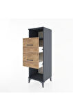 Hyperion Dolap Tek Raflı 2 Çekmeceli 44x44x134 Antrasit-Çam