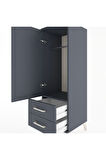 Hyperion Dolap Tek Raflı 2 Çekmeceli Tek Askılı 44x44x134 Antrasit-Antrasit