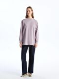 Bisiklet Yaka Düz Oversize Kadın Sweatshirt Tunik