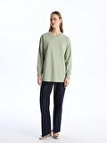 Bisiklet Yaka Düz Oversize Kadın Sweatshirt Tunik