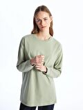 Bisiklet Yaka Düz Oversize Kadın Sweatshirt Tunik
