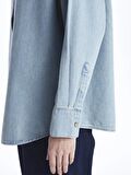 Düz Uzun Kollu Oversize Kadın Jean Gömlek