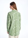 Desenli Uzun Kollu Oversize Kadın Gömlek Tunik