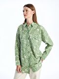 Desenli Uzun Kollu Oversize Kadın Gömlek Tunik