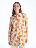 Desenli Uzun Kollu Oversize Kadın Gömlek Tunik