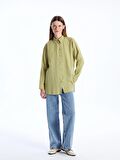 Düz Uzun Kollu Oversize Kadın Gömlek Tunik