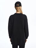 Bisiklet Yaka Düz Uzun Kollu Kadın Sweatshirt Tunik