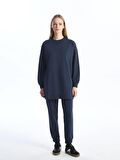 Bisiklet Yaka Düz Uzun Kollu Kadın Sweatshirt Tunik