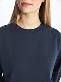Bisiklet Yaka Düz Uzun Kollu Kadın Sweatshirt Tunik