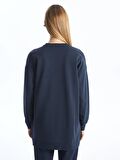 Bisiklet Yaka Düz Uzun Kollu Kadın Sweatshirt Tunik