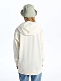 Kapüşonlu Baskılı Oversize Kadın Sweatshirt Tunik