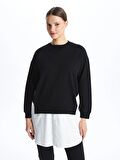 Bisiklet Yaka Düz Oversize Kadın Sweatshirt Tunik