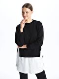 Bisiklet Yaka Düz Oversize Kadın Sweatshirt Tunik