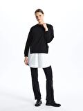 Bisiklet Yaka Düz Oversize Kadın Sweatshirt Tunik