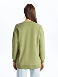 Bisiklet Yaka Nakışlı Uzun Kollu Kadın Sweatshirt Tunik