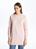 Bisiklet Yaka Düz Uzun Kollu Kadın Sweatshirt Tunik