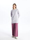 Bisiklet Yaka Düz Uzun Kollu Kadın Sweatshirt Tunik