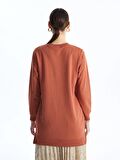 Bisiklet Yaka Düz Uzun Kollu Kadın Sweatshirt Tunik