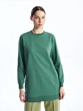 Bisiklet Yaka Düz Uzun Kollu Kadın Sweatshirt Tunik