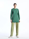 Bisiklet Yaka Düz Uzun Kollu Kadın Sweatshirt Tunik