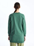 Bisiklet Yaka Düz Uzun Kollu Kadın Sweatshirt Tunik