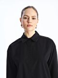 Nakışlı Uzun Kollu Oversize Kadın Gömlek Tunik