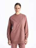 Bisiklet Yaka Düz Oversize Kadın Sweatshirt Tunik