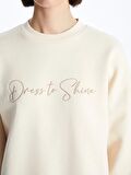 Bisiklet Yaka Nakışlı Uzun Kollu Oversize Kadın Sweatshirt