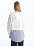 Kapüşonlu Düz Uzun Kollu Oversize Kadın Sweatshirt Tunik