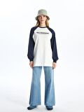 Bisiklet Yaka Baskılı Uzun Kollu Kadın Sweatshirt Tunik