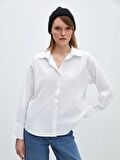 Düz Uzun Kollu Oversize Poplin Kadın Gömlek