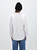 Düz Uzun Kollu Oversize Poplin Kadın Gömlek
