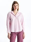 Çizgili Uzun Kollu Oversize Poplin Kadın Gömlek