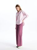 Çizgili Uzun Kollu Oversize Poplin Kadın Gömlek