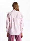 Çizgili Uzun Kollu Oversize Poplin Kadın Gömlek