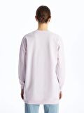 Bisiklet Yaka Baskılı Uzun Kollu Kadın Sweatshirt Tunik