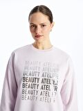 Bisiklet Yaka Baskılı Uzun Kollu Kadın Sweatshirt Tunik