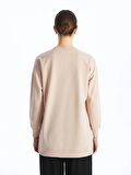 Bisiklet Yaka Baskılı Uzun Kollu Kadın Sweatshirt Tunik