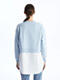 Bisiklet Yaka Baskılı Uzun Kollu Oversize Kadın Sweatshirt Tunik