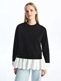 Bisiklet Yaka Düz Oversize Kadın Sweatshirt Tunik