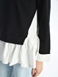 Bisiklet Yaka Düz Oversize Kadın Sweatshirt Tunik