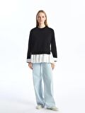 Bisiklet Yaka Düz Oversize Kadın Sweatshirt Tunik