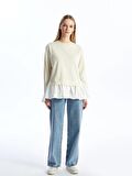 Bisiklet Yaka Düz Oversize Kadın Sweatshirt Tunik