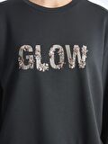 Bisiklet Yaka Pul Payetli Kadın Sweatshirt