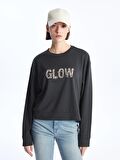 Bisiklet Yaka Pul Payetli Kadın Sweatshirt